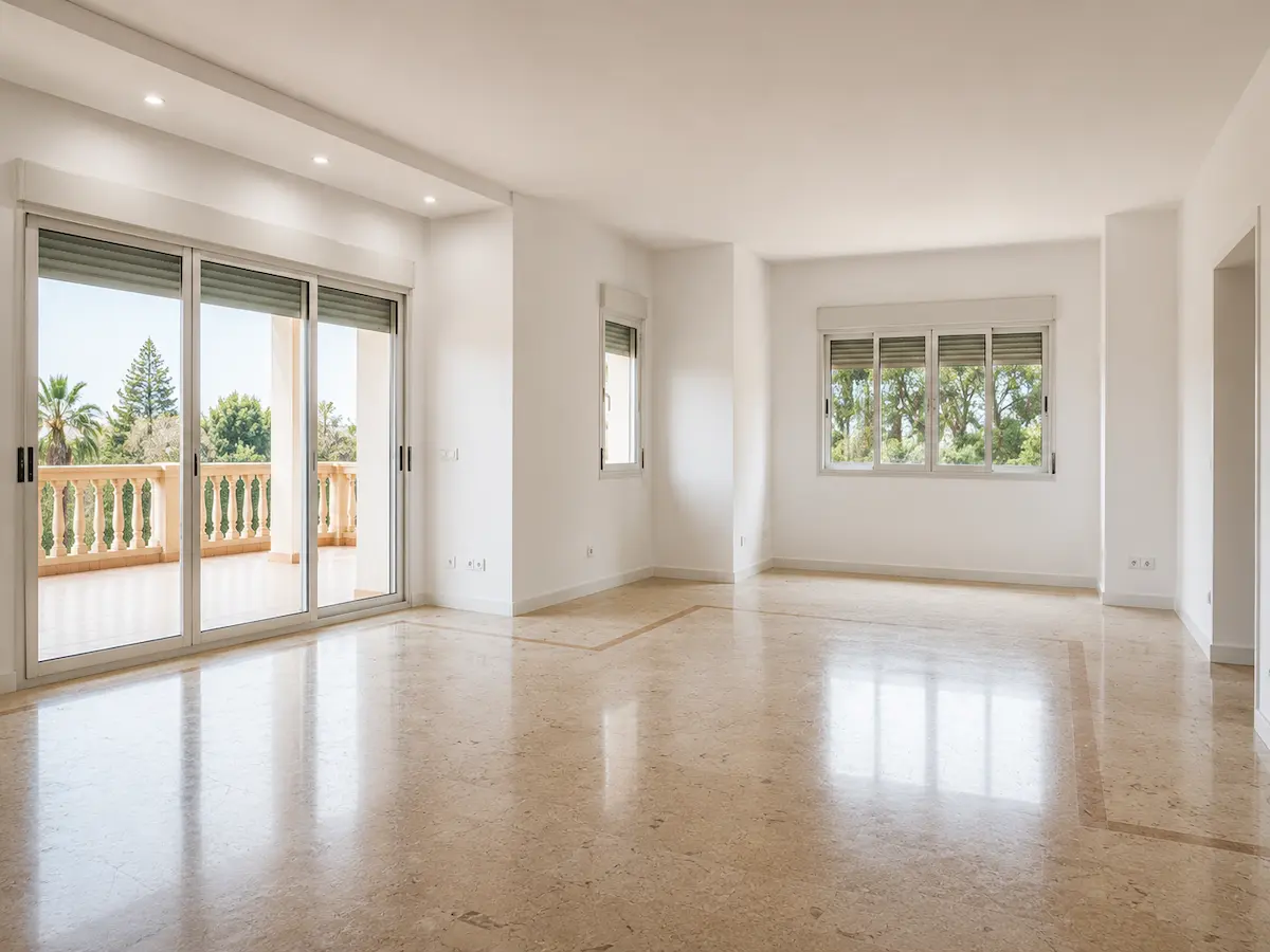 Pintores en Valencia 4 Salón de chalet en Valencia después de pintar con paredes blancas y acabado profesional