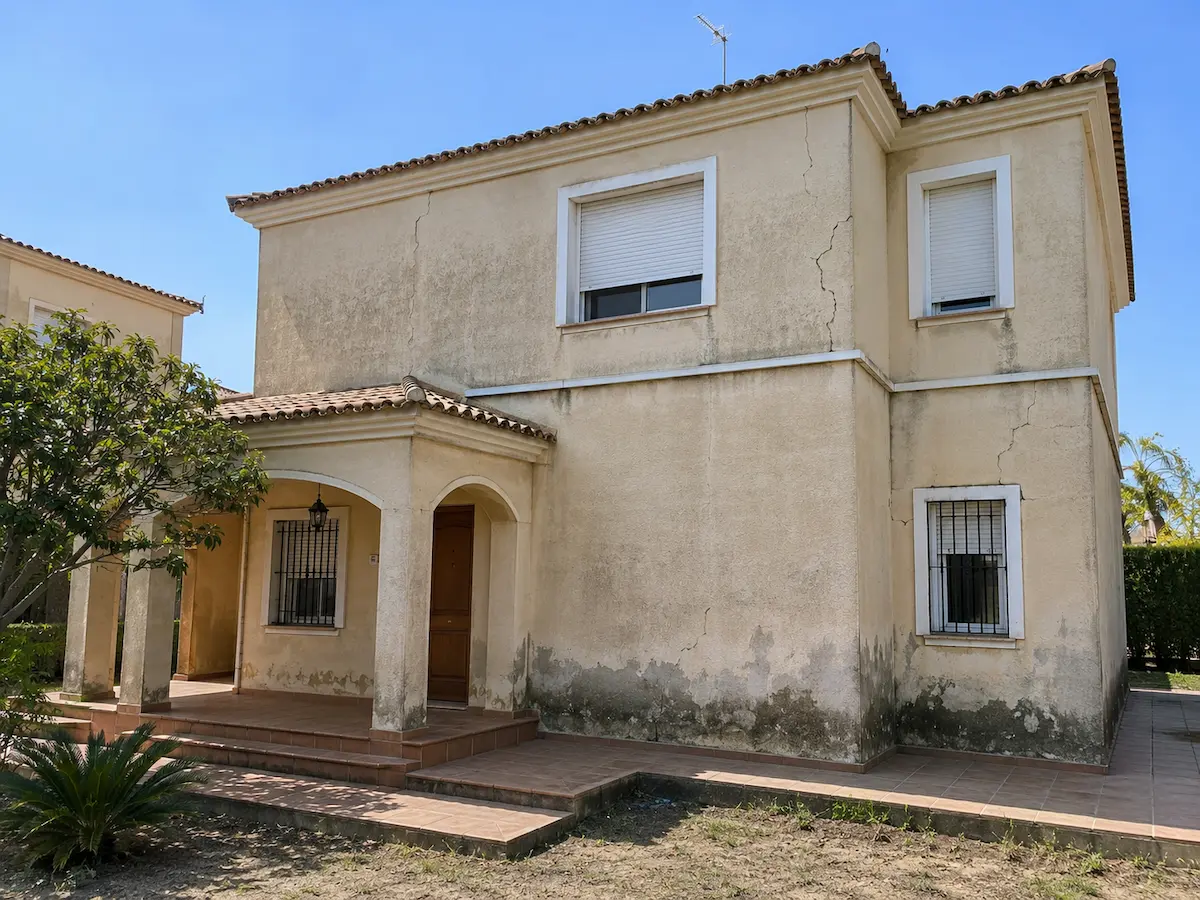 Pintores fachadas 1 Fachada deteriorada de chalet en Torrent antes de pintar
