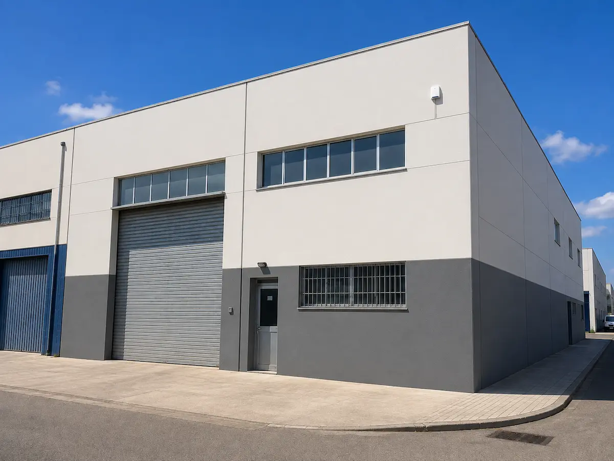 Pintores fachadas 4 Fachada de nave industrial en Paterna después de pintar