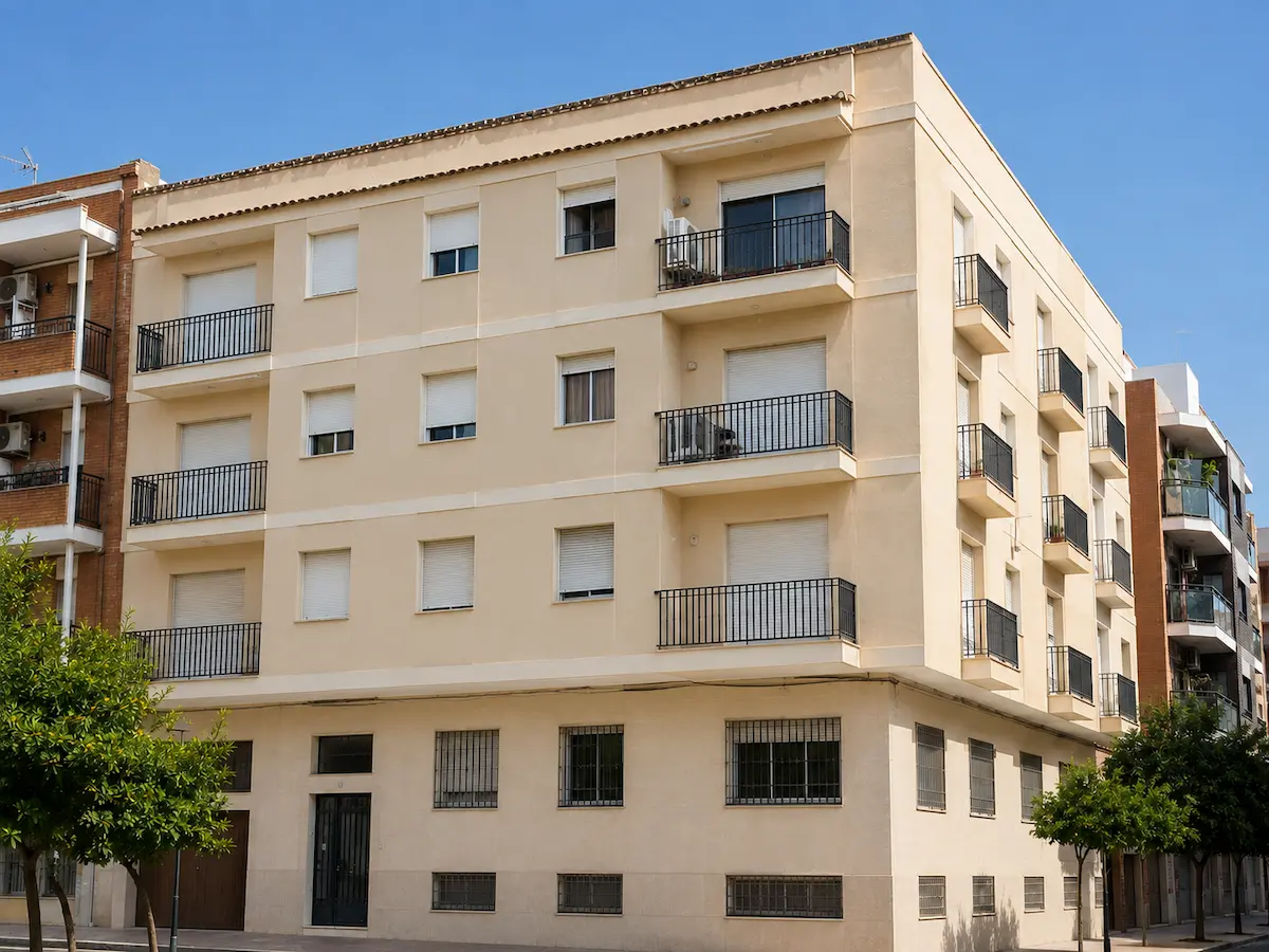 Fachada rehabilitada de comunidad de propietarios en Valencia
