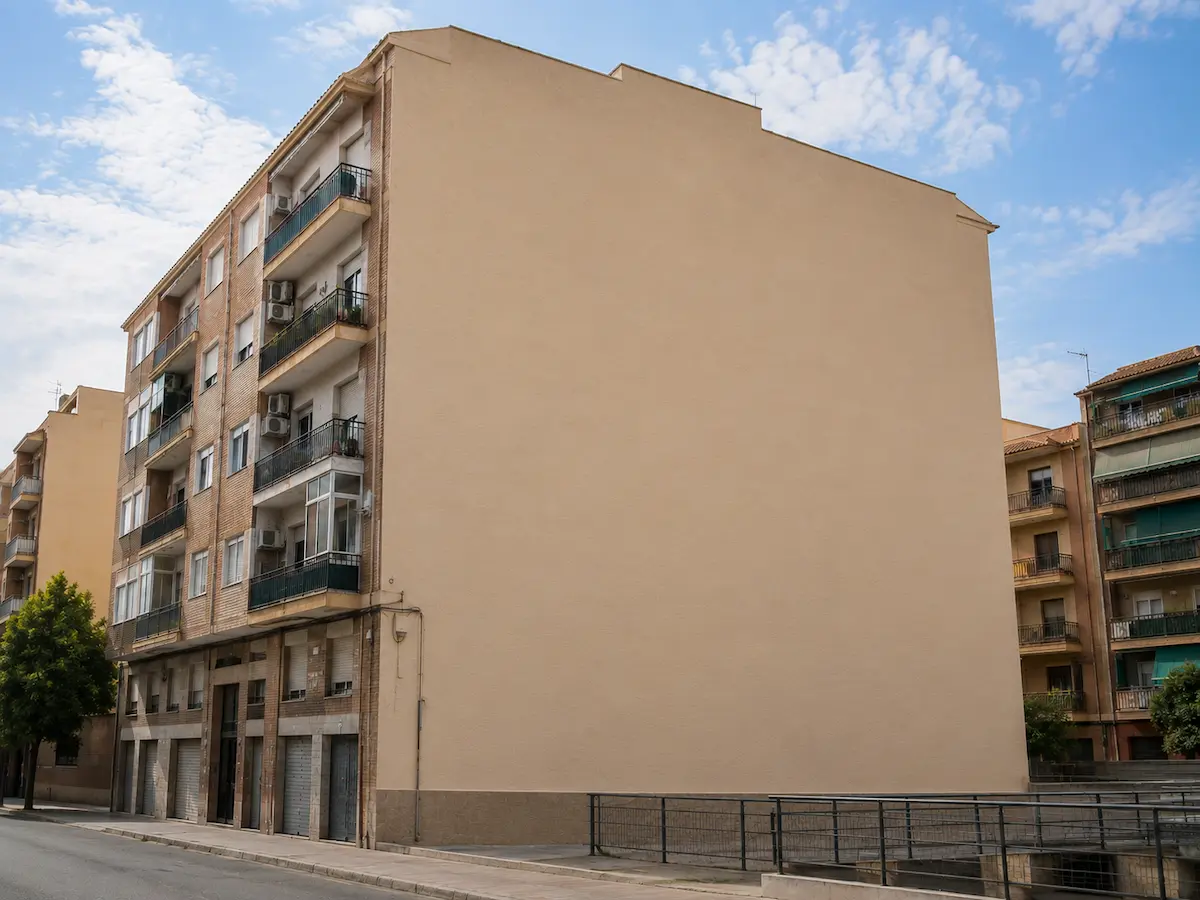 Fachada lateral de edificio rehabilitada en Valencia