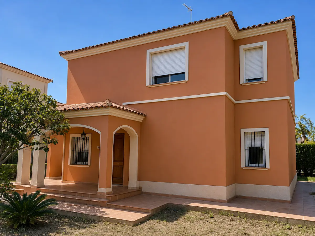 Pintores fachadas 2 Fachada de chalet en Torrent después de reparar y pintar