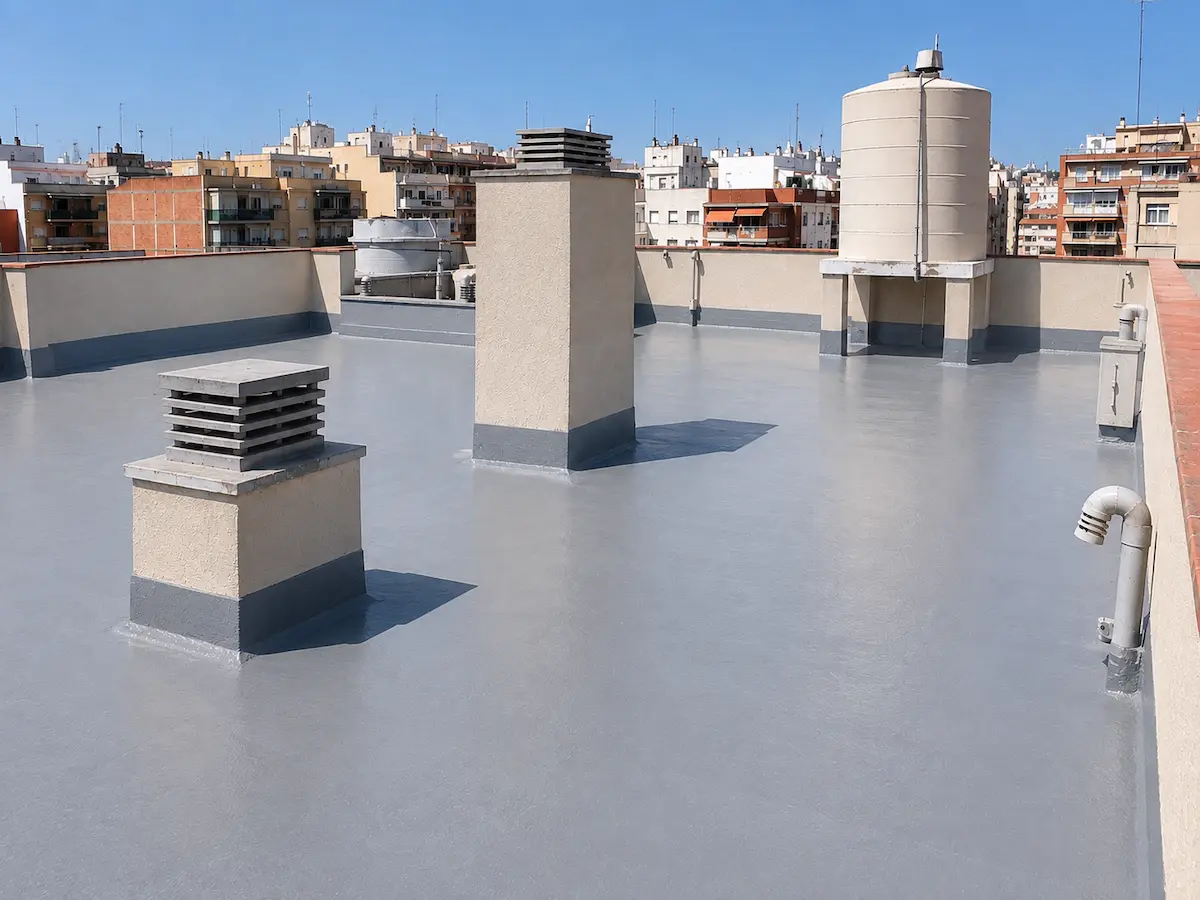 Azotea comunitaria después de su impermeabilización en Valencia