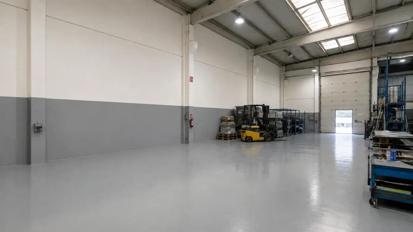 Nave industrial pintada en Valencia después de renovar paredes y suelo