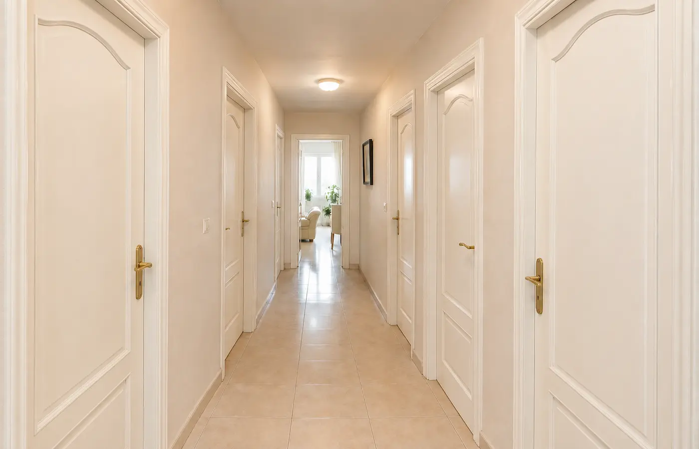 Puertas interiores después del lacado integral en una vivienda de Valencia