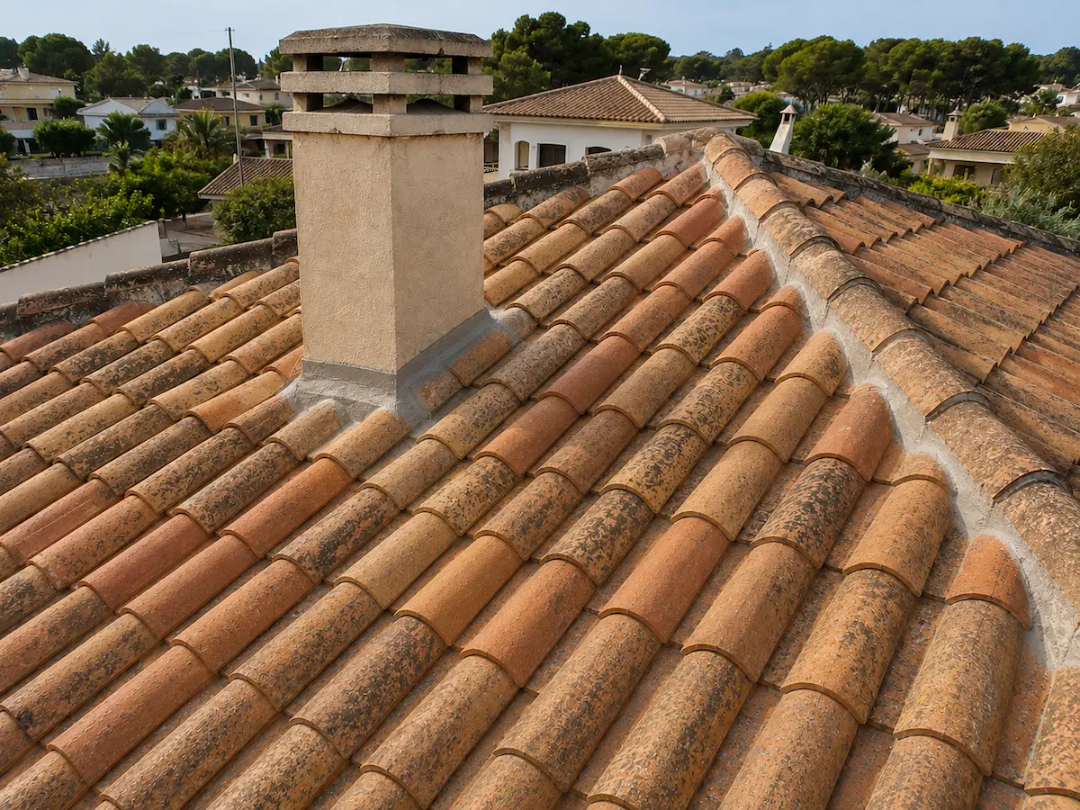 Tejado de teja reparado e impermeabilizado en Valencia