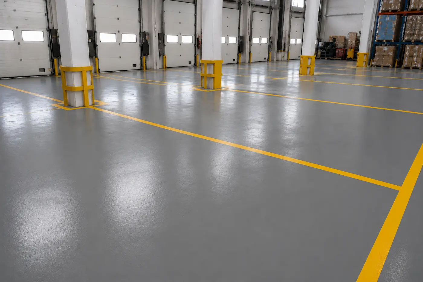 Suelo epoxi terminado en almacén industrial de Riba-roja Valencia