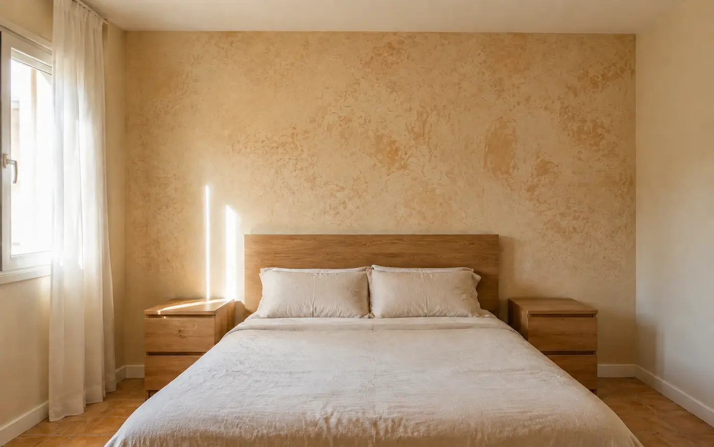 Pintor decorativo 6 Dormitorio con tierras florentinas en tonos arena y terracota